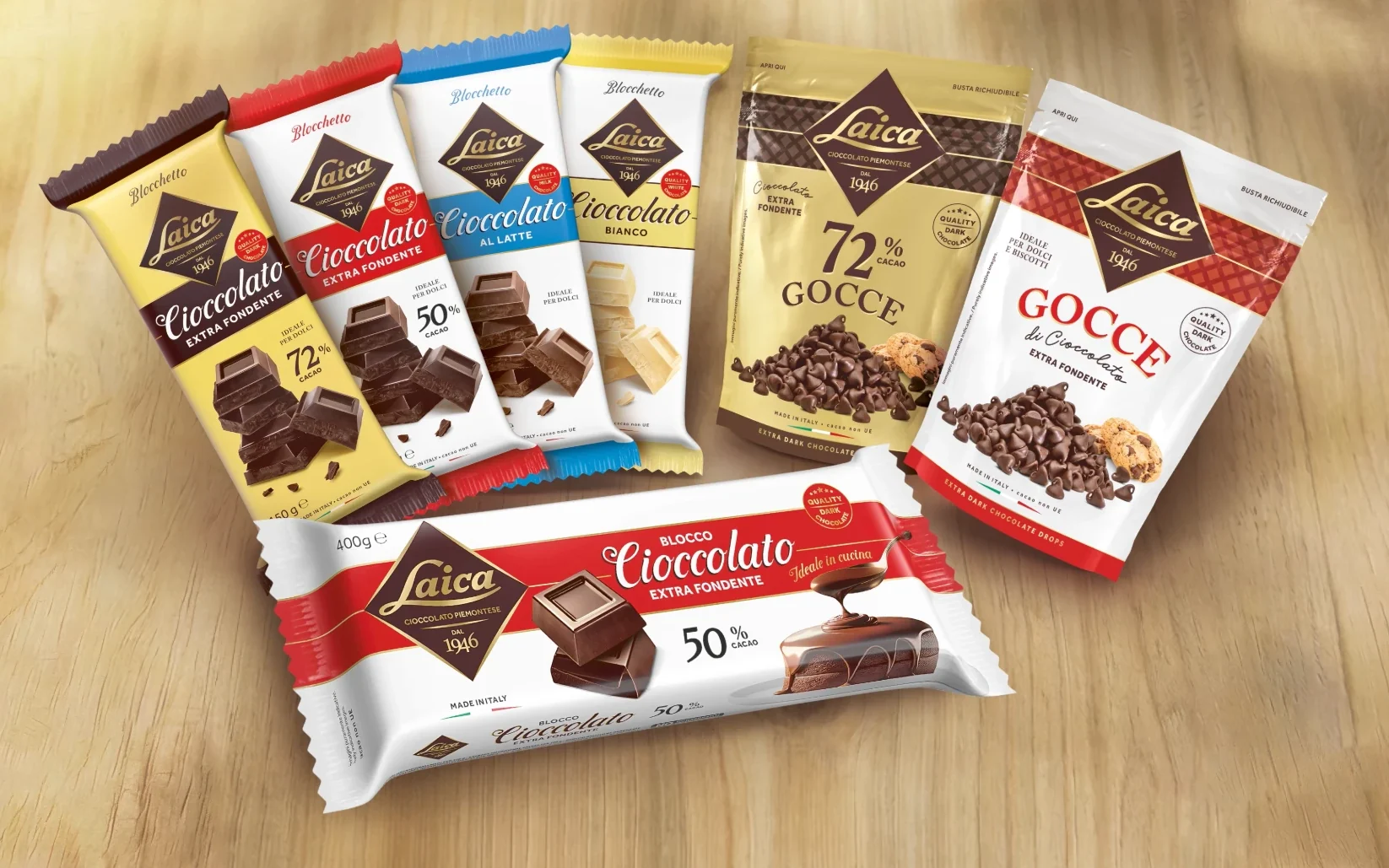 Linea Cucina Laica: blocchetti, blocco e gocce di cioccolato