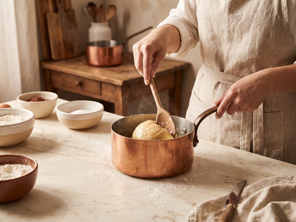 Churros dough in the saucepan