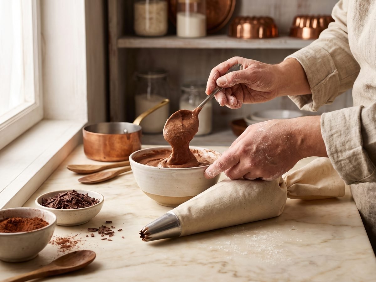 Piping bag fitted with a star tip