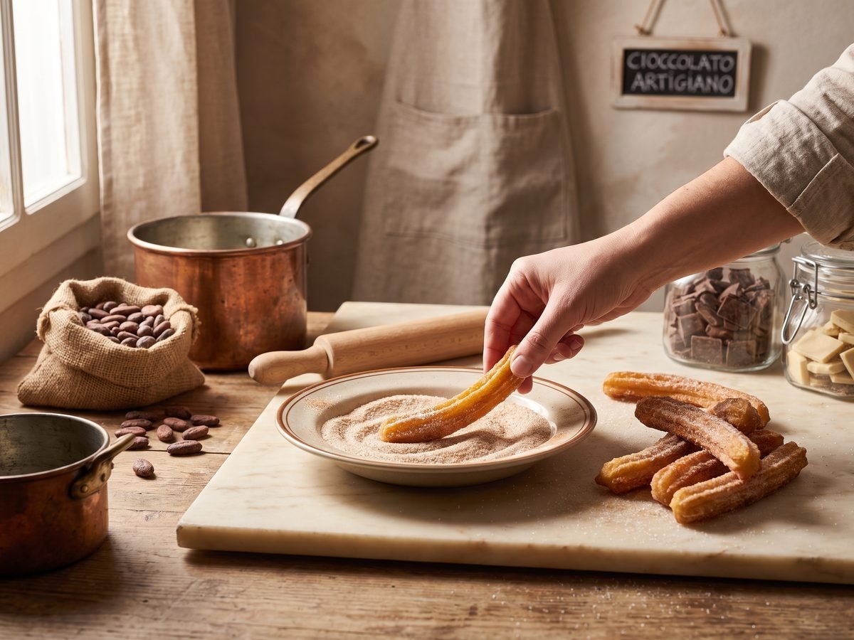 Churros rolled in sugar and cinnamon