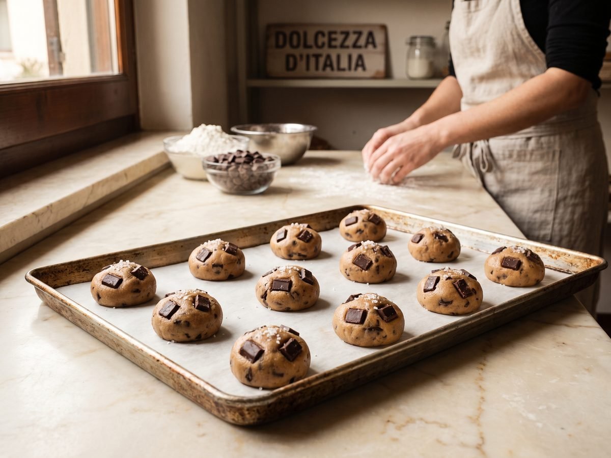 Balls of dough on the baking tray