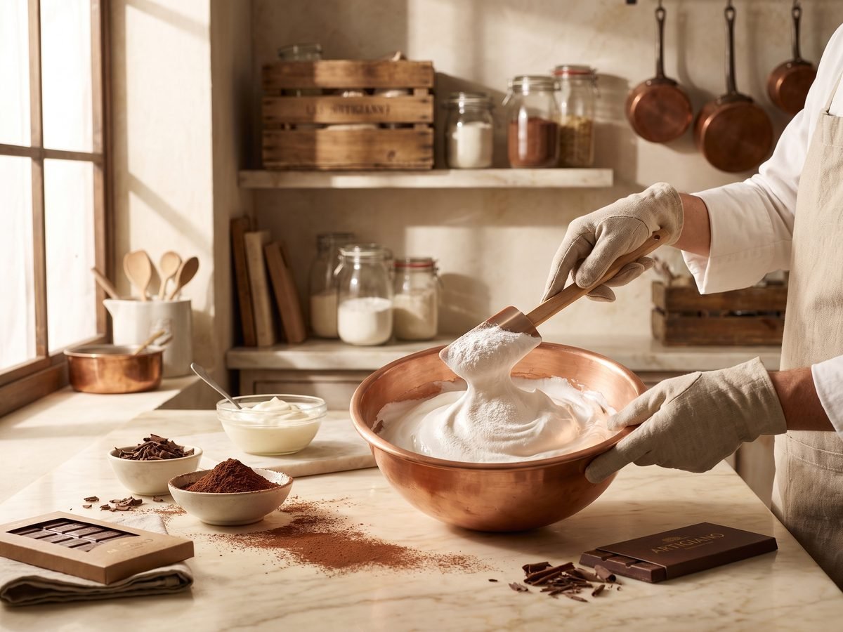 Icing sugar sifted over the meringue