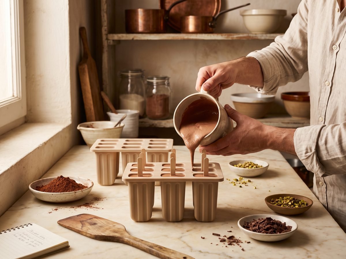 Ice-lolly moulds filled with the cream